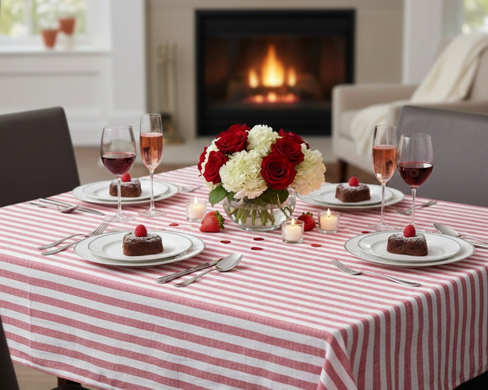 red and white striped Tablecloth