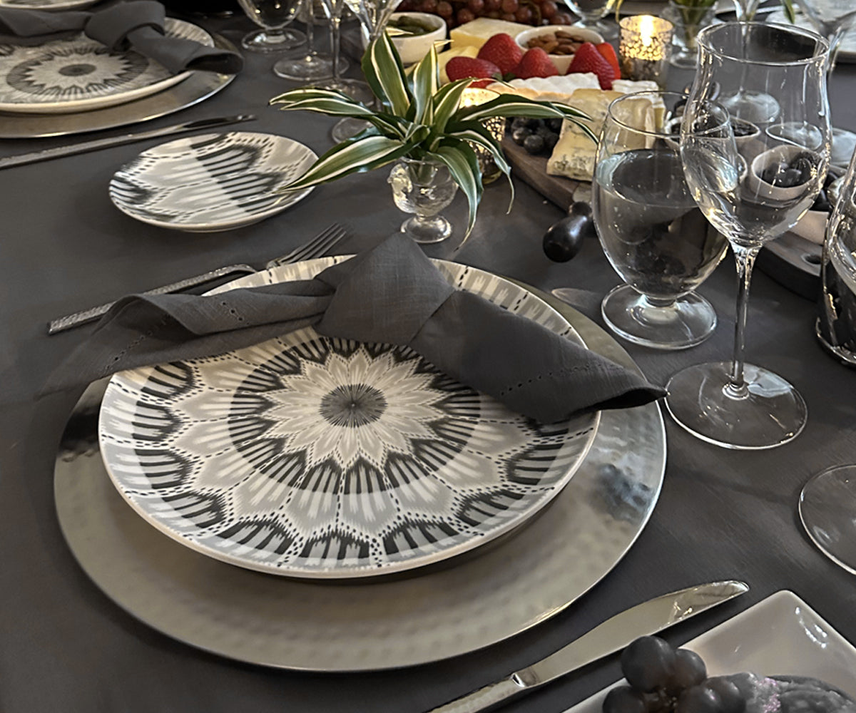 Gray and Coral Tablescapes