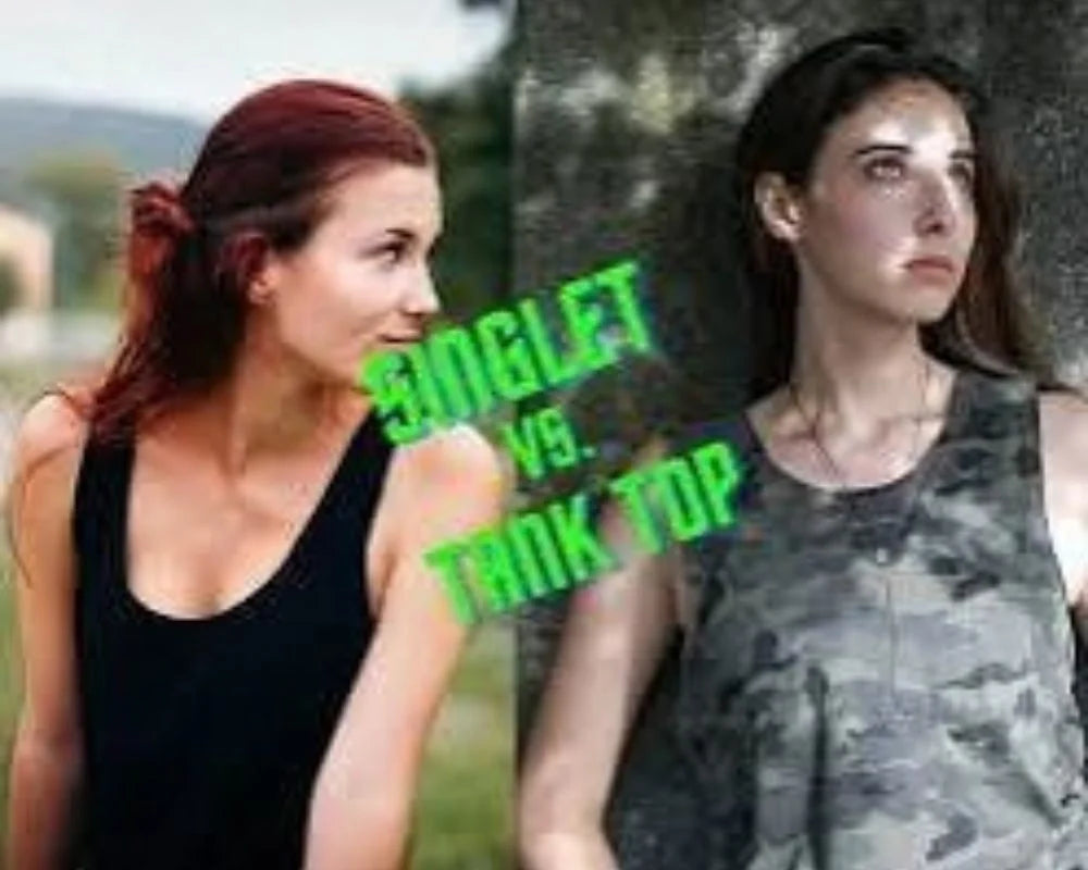 Singlet and tank top displayed side by side to compare their fit, style, and uses.