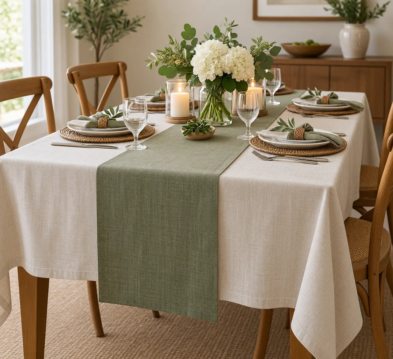 setting a pretty table with cotton table runner