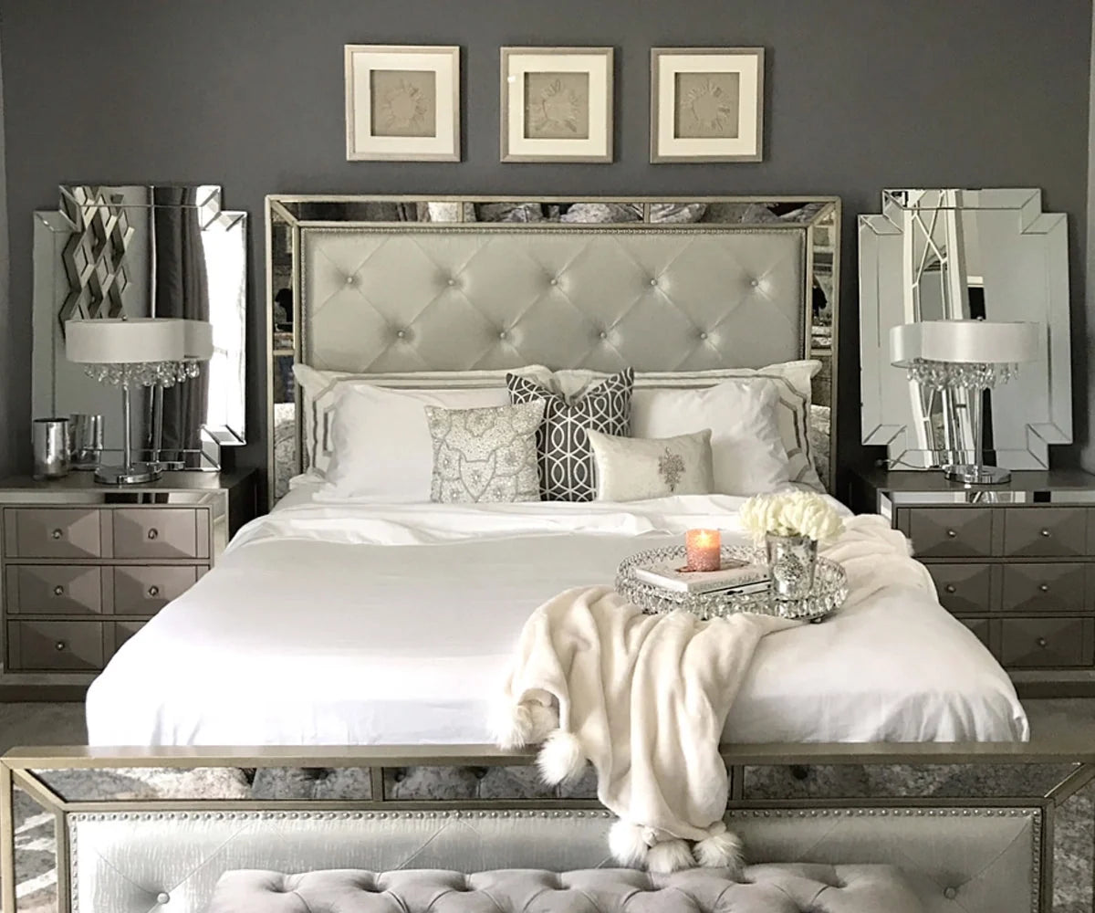 Freshly washed cotton bed sheets styled for a fall bedroom