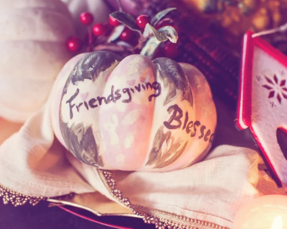 White pumpkin hand painted with 