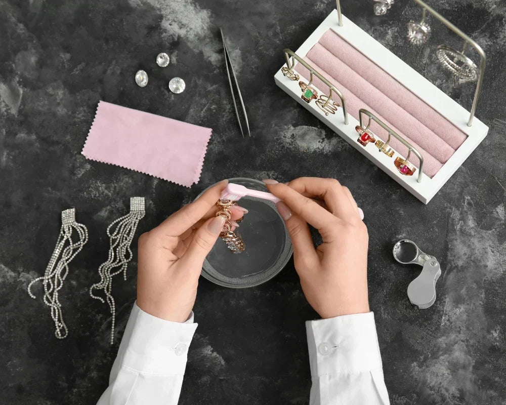 How to gently clean gold, silver, and pearl jewelry at home.