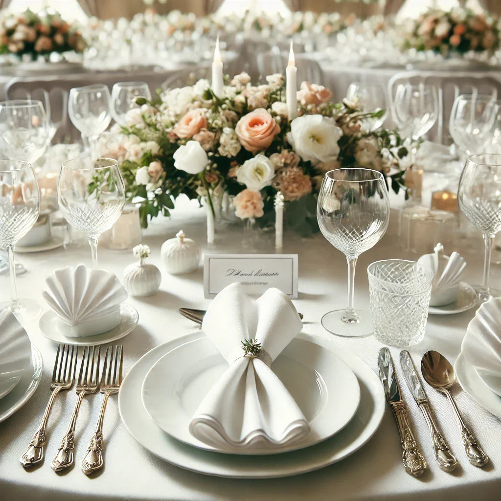 Cloth napkins add a touch of luxury to your wedding reception. Soft and reusable cloth napkins elevate your dining experience. 