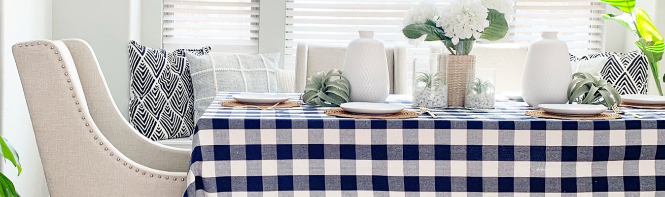 Cotton Tablecloth: Dress up a beautiful table with ACL Checked Tablecloth! Spread the lovely Cotton Tablecloth before laying out tableware and food to protect your tables from food stains and water spillages.