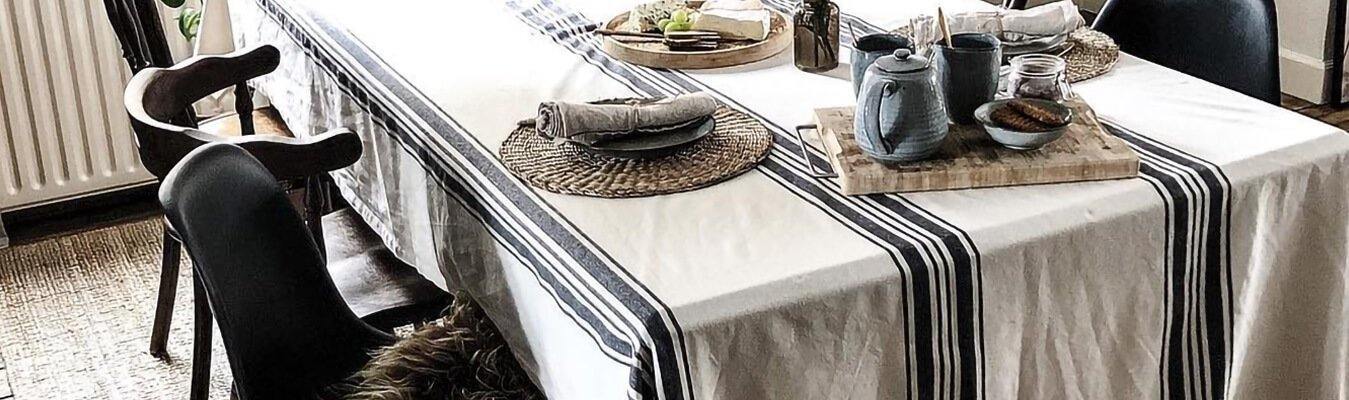 Rectangle Christmas Tablecloth: ACL Country Stripe Linen Tablecloth provides a classic way of adding additional value to any event including family dinners, weddings, get-togethers, holiday parties, baby showers and other special occasions.