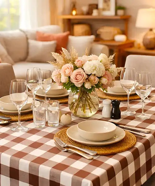 Buffalo plaid tablecloth