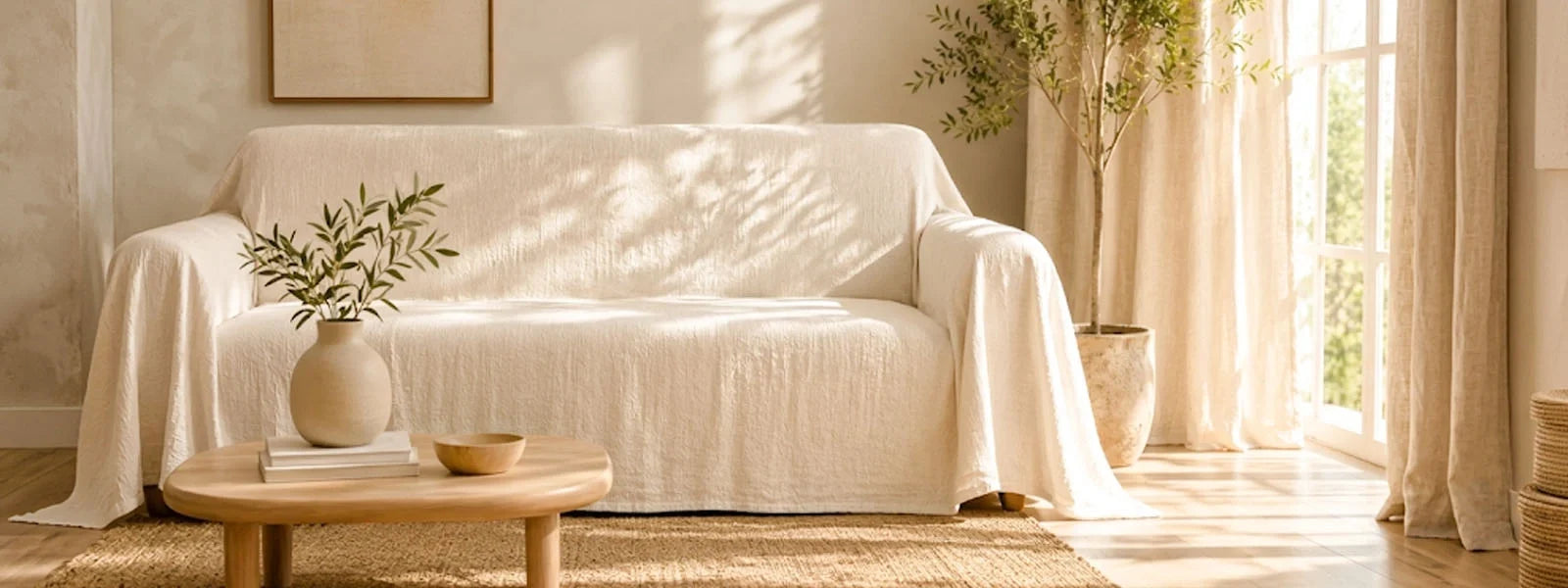 Linen and cotton couch covers for living room sofas, washable sofa covers and furniture protectors