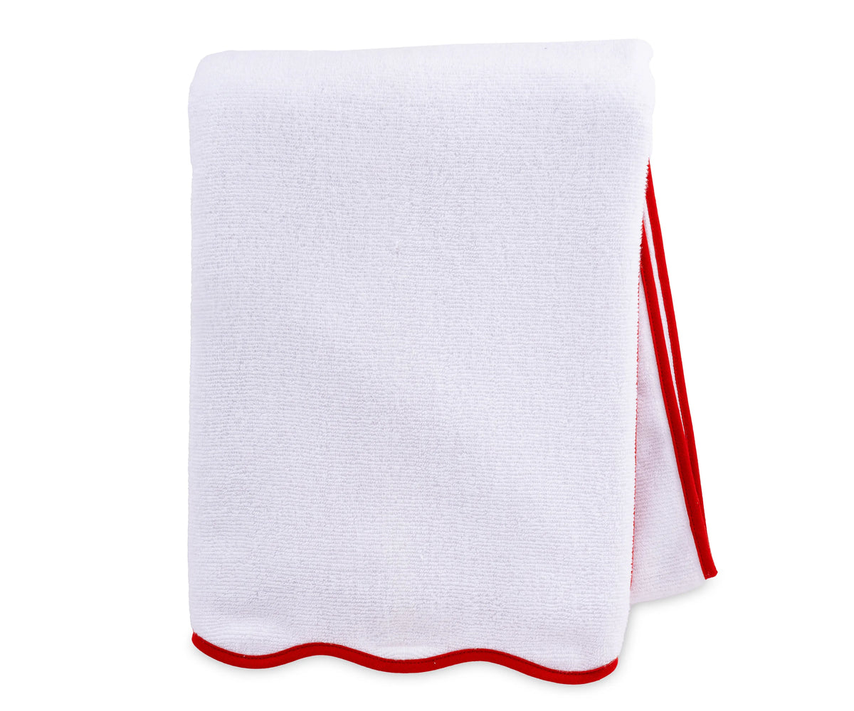 Large white and red bath towel – soft and absorbent cotton fabric