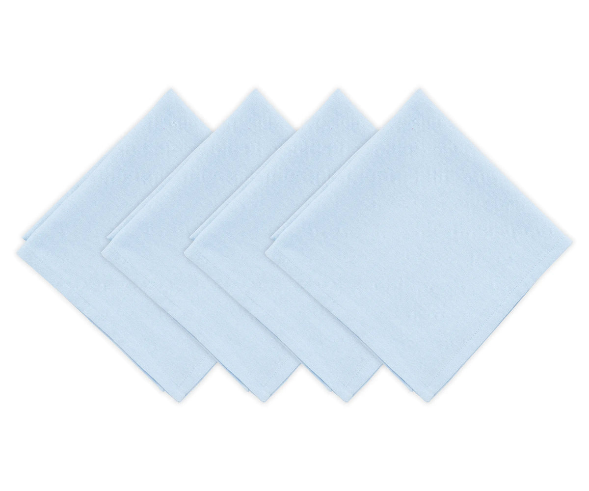 Set of pale blue cloth napkins with round tablecloth