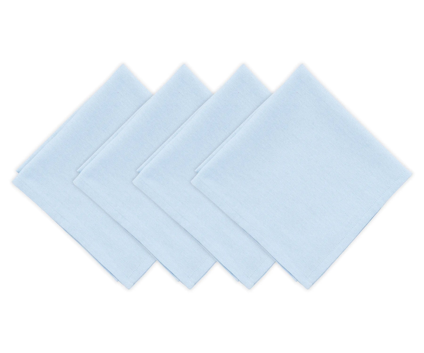 Set of pale blue cloth napkins with round tablecloth