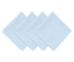 Set of pale blue cloth napkins with round tablecloth