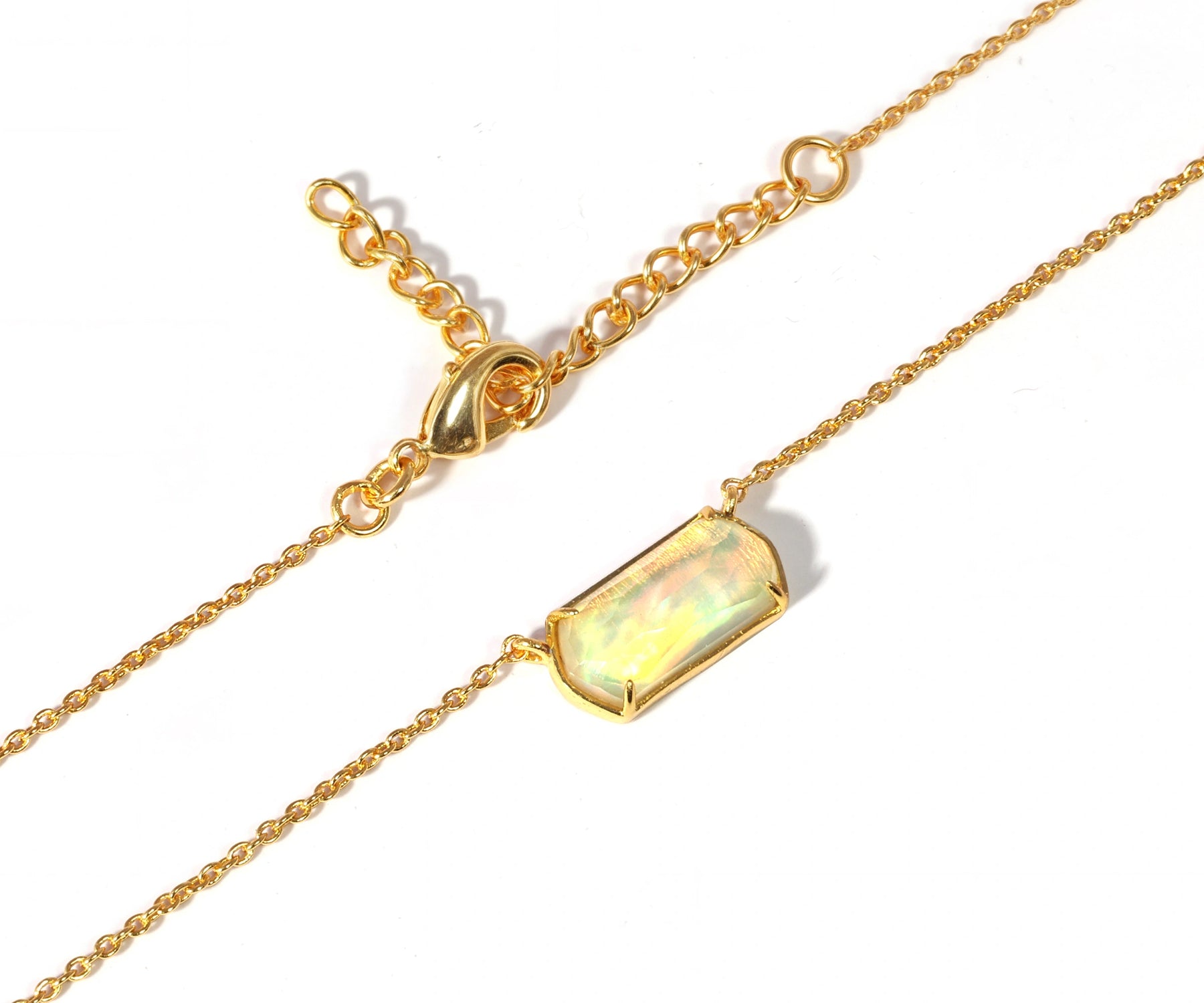 Aura pendant necklace featuring Aurora Opal on an adjustable 18k gold-plated chain