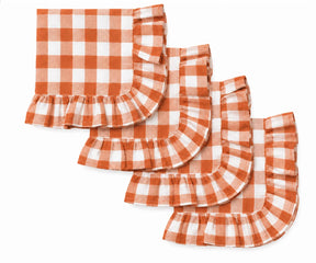 terracotta gingham ruffle cloth napkins set of reusable cotton checkered table napkins with scalloped edge