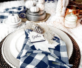 Set of blue cloth napkins, crafted with care to enhance your dining aesthetics.