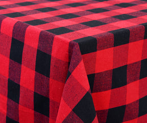 The red tablecloth rectangle has hemstitched corners that give it durability, a neat look, and comfortably seats 4-6 people. 