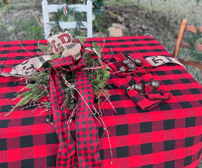red checkered tabecloth, linen tablecloth, wedding tablecloth