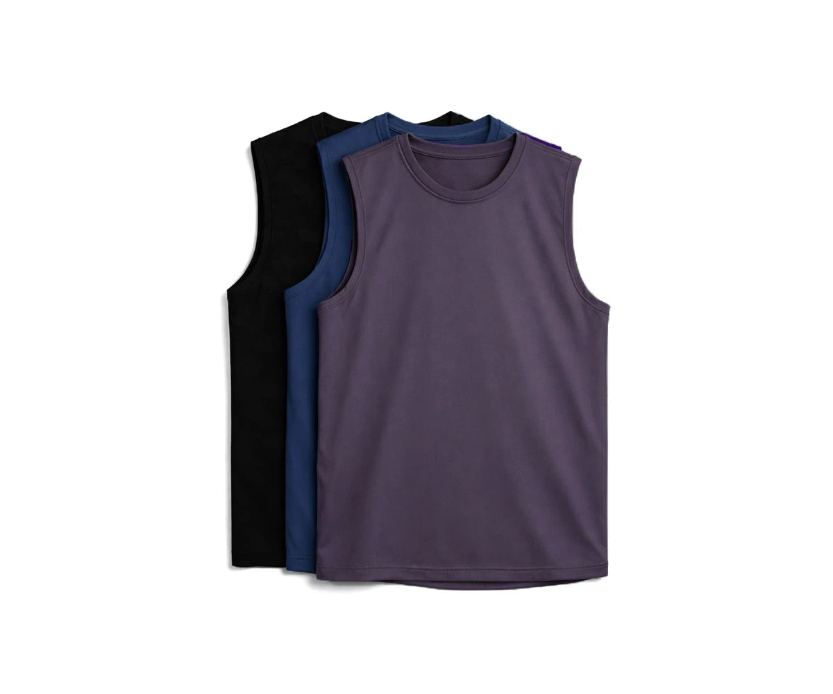Men’s sleeveless cotton tops – classic solid shades