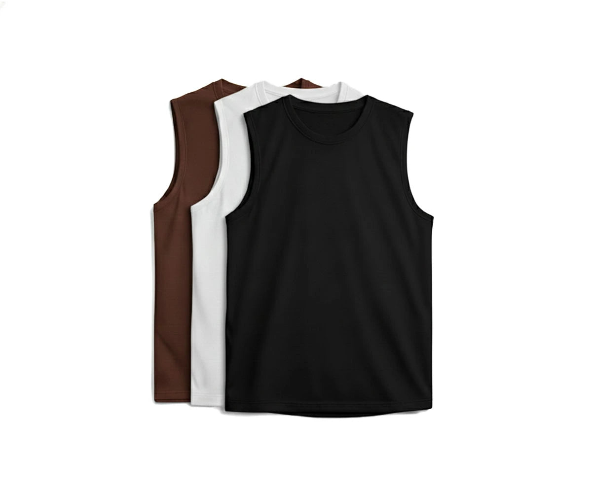 Men’s cotton sleeveless tank tops – assorted solid colors
