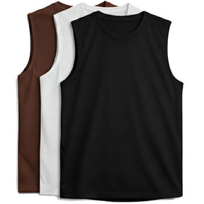 Sleeveless men’s cotton vests – color options available