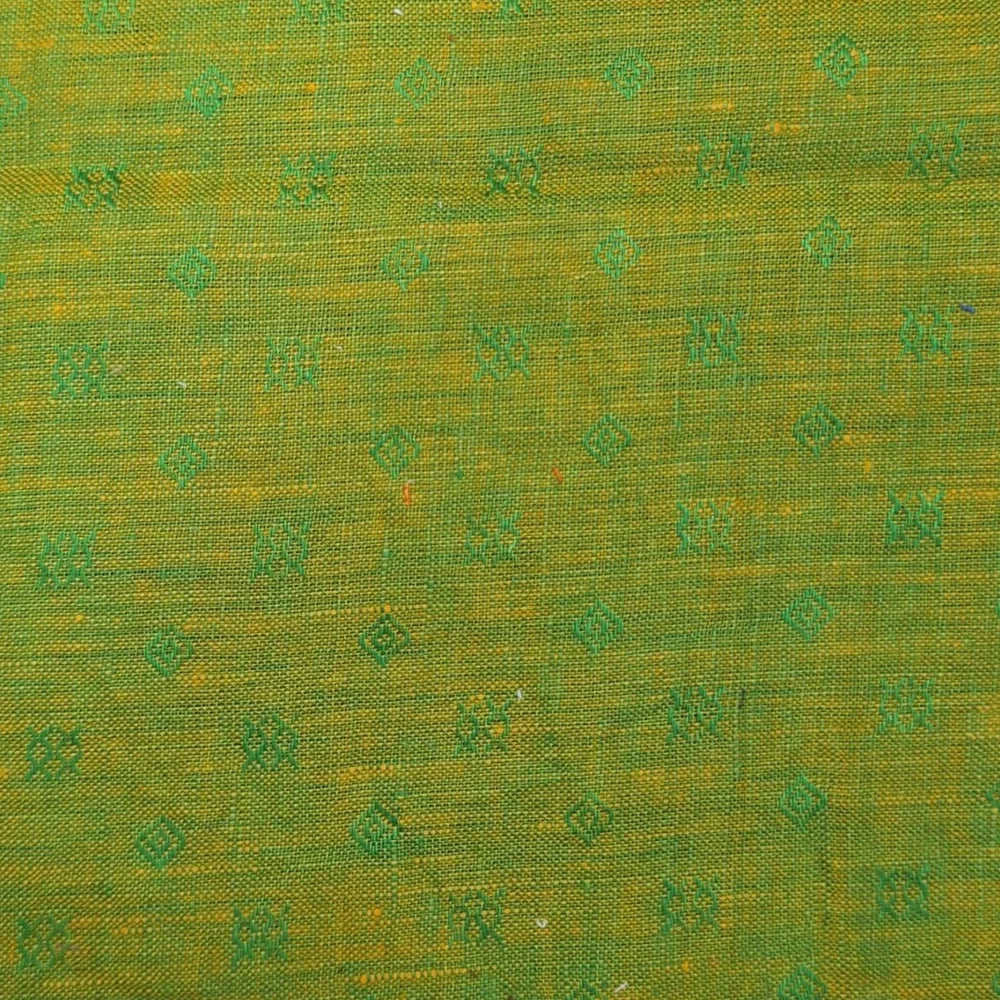 Green fabric with small repeating geometric design