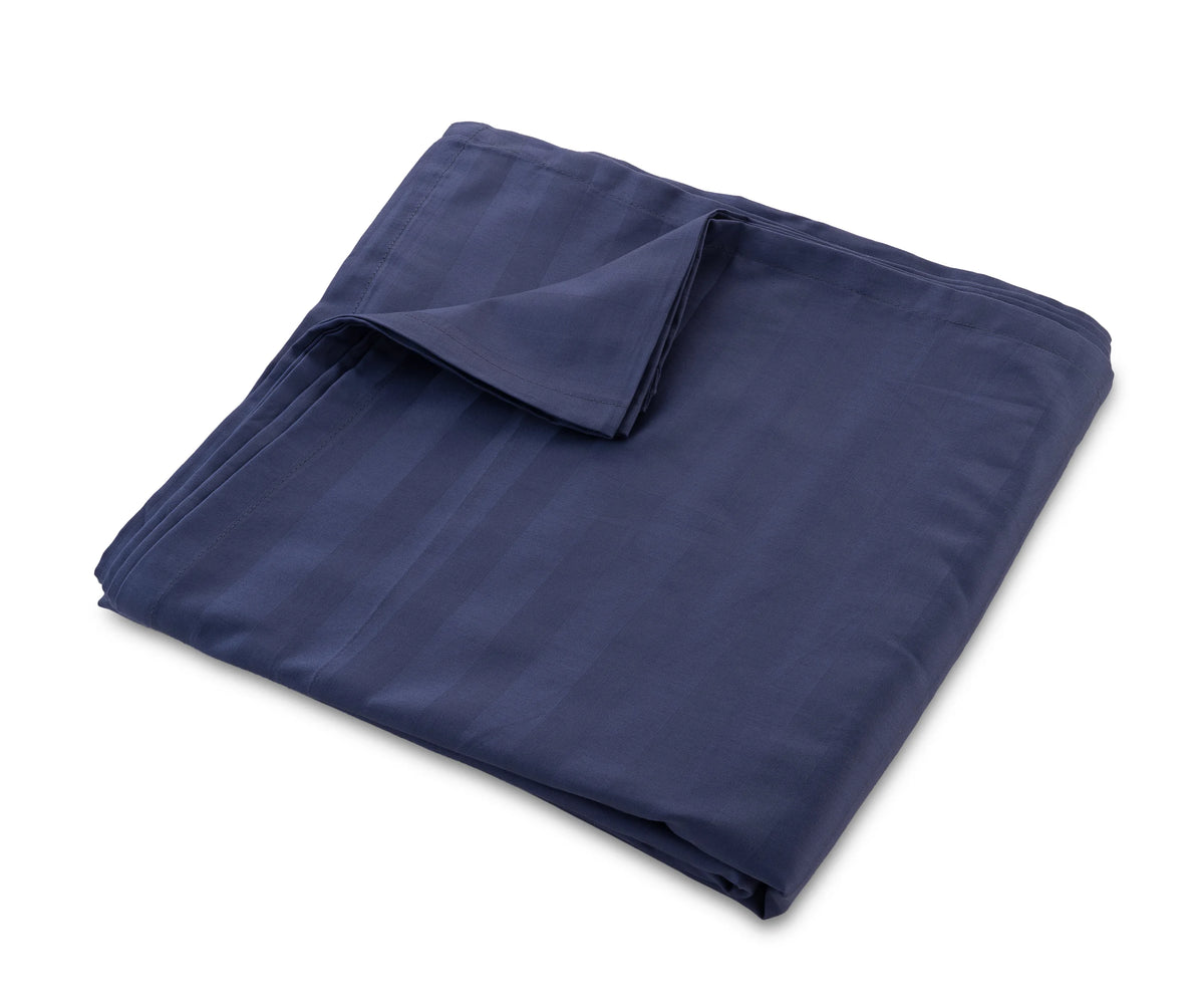 100% cotton sateen flat sheet with subtle stripe design and silky finish
