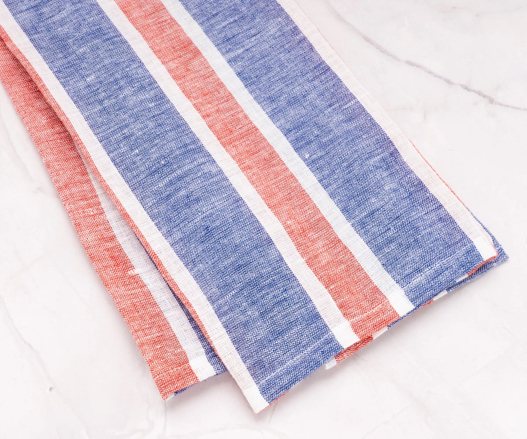 Red white and blue striped linen tea towels, set of 2 – stylish farmhouse kitchen dish towels with timeless design.