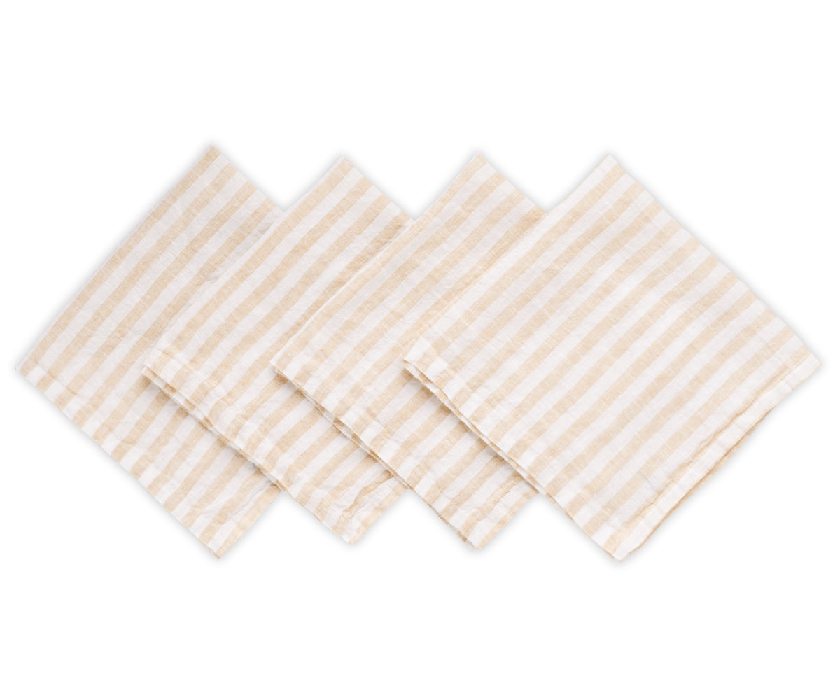 Add subtle, striking patterns with linen stripe napkins for refined elegance.