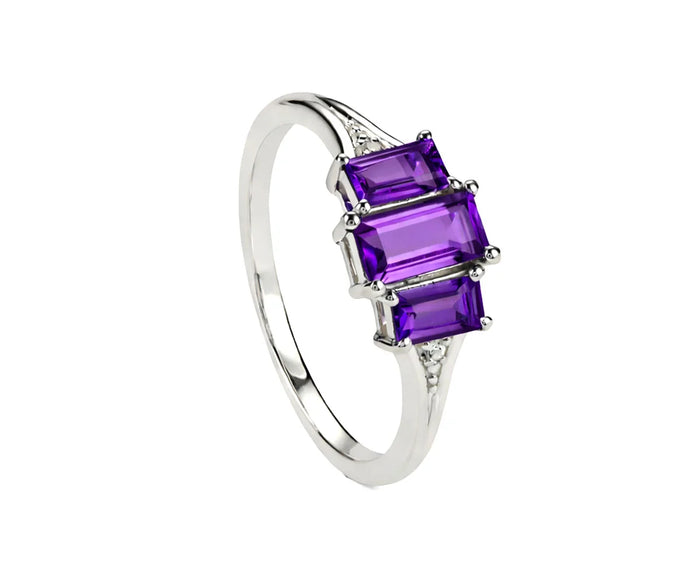Amethyst ring with zircon accents