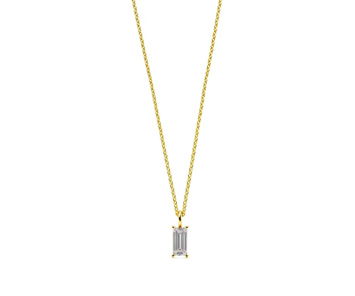 Minimalist gold zircon necklace for everyday wear women jewelry, meaningful birthstone necklace for mother from daughter