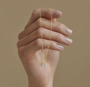 Birthstone necklace with lobster clasp and extender chain, minimalist round pendant necklace gold everyday wear