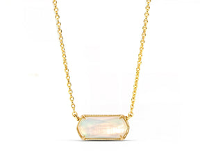 Aurora Opal pendant necklace in 18k gold-plated brass