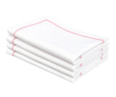 Baby pink cotton dinner napkins with Paris point embroidery, 100% cotton cloth napkins available in bulk sets for weddings, bridal showers, and everyday dining