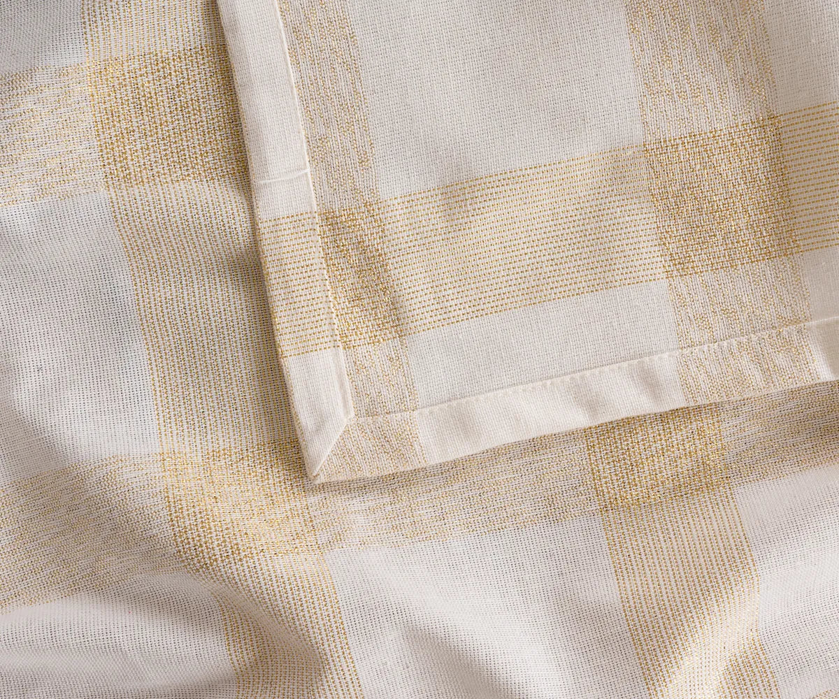 Soft 100% cotton beige plaid rectangle tablecloth for cozy family meals and gatherings