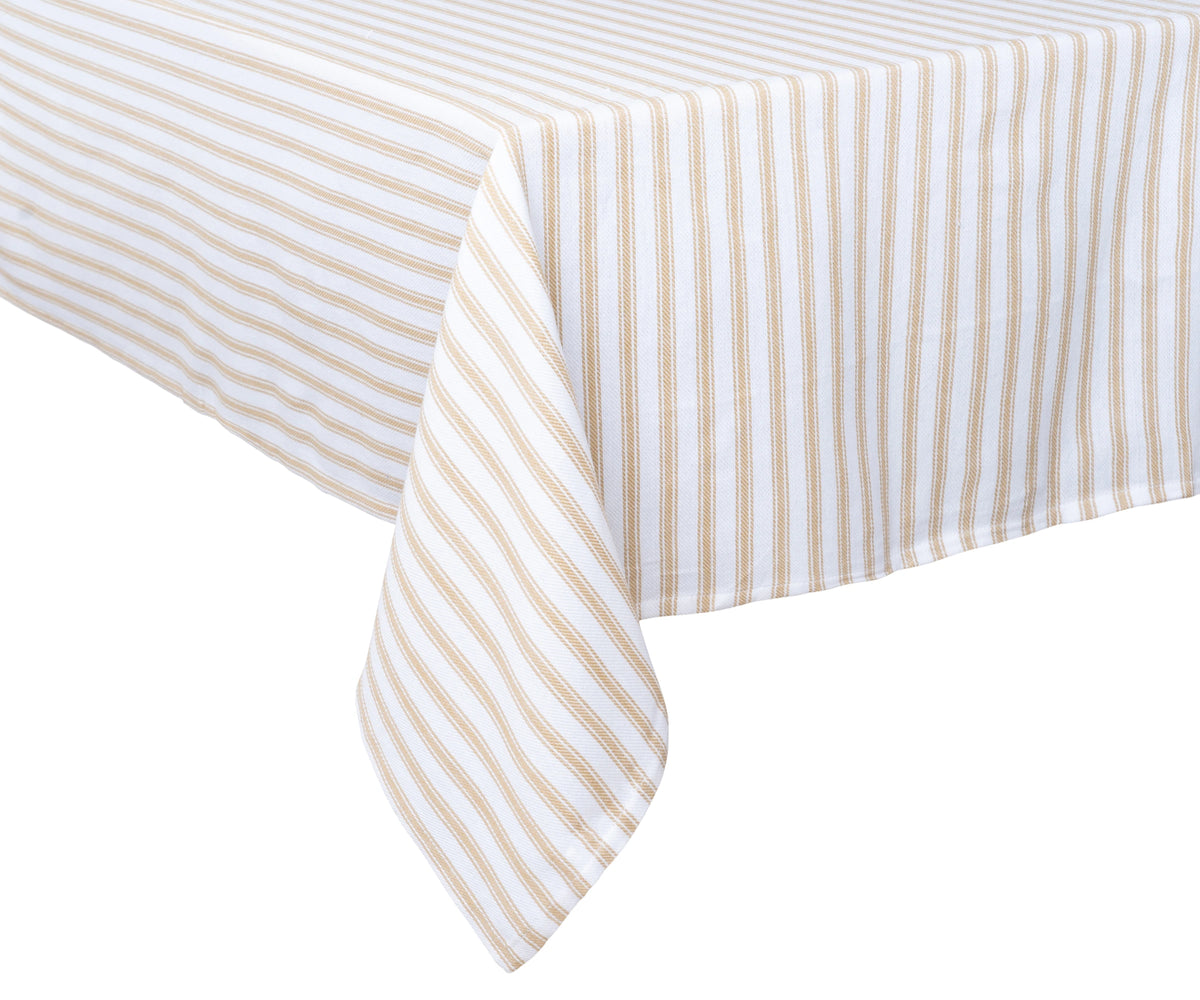 Cotton tablecloth with beige stripes 63x109 – elegant farmhouse table linen
