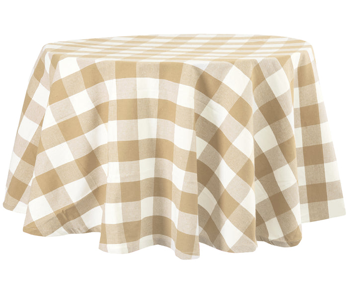 Beige plaid tablecloths - High-quality buffalo check fabric tablecloth for dining tables.