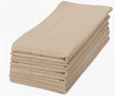 Beige double-hemstitched cotton napkin offering a neutral, timeless look for weddings or everyday dining.