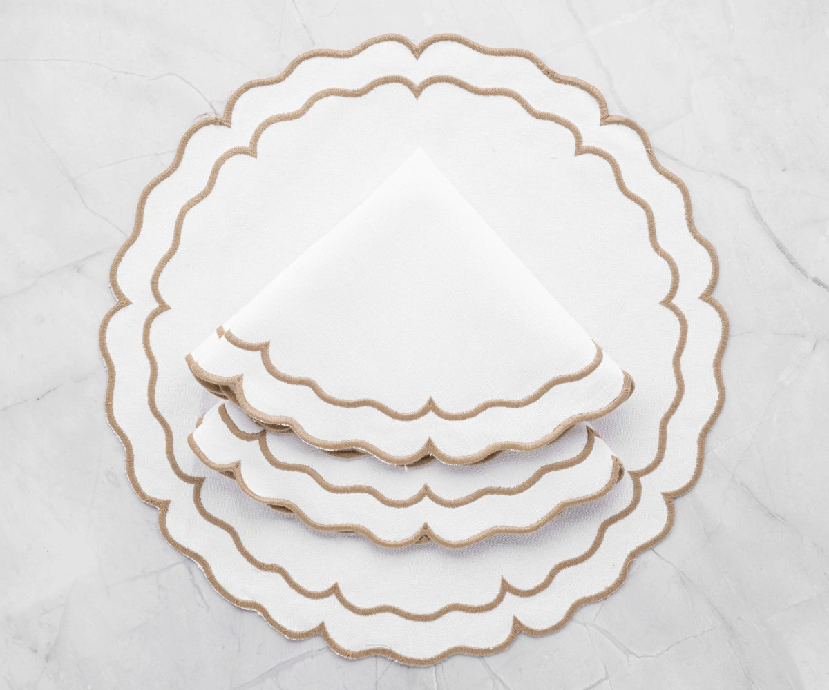 Minimalist beige cloth placemats for elegant dining setup