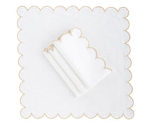 Dining table with beige and white cotton napkin, cloth fabric napkin