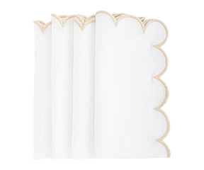 Reusable cotton napkin in beige and white, soft woven cloth