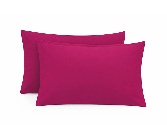 fuchsia pink cotton pillowcase with vibrant solid color