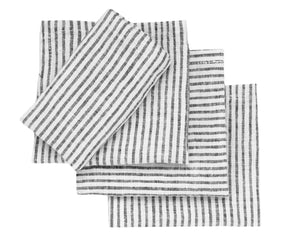 Black Linen Striped Napkins