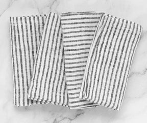 Black Linen Striped Napkins