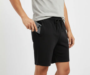 Grey men’s cotton shorts with side pockets and sporty design, quick-dry casual shorts ideal for workouts, travel, or home wear