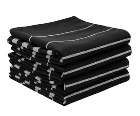 Black striped towel adds a stylish touch to your kitchen decor.
