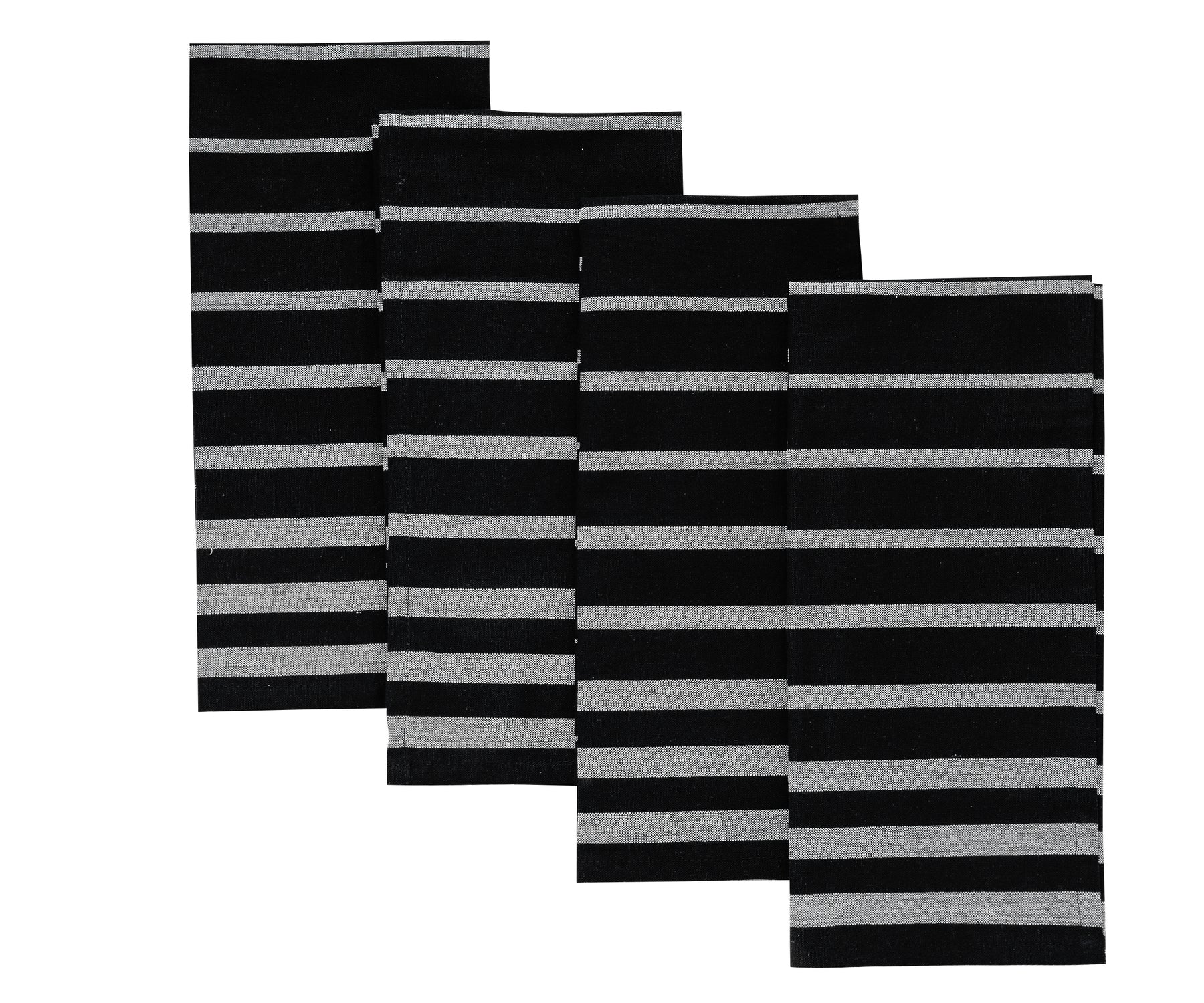 Personalized Kitchen Towels, Kitchen Cloth, Kitchen Linens, Kitchen Towel Bar, Kitchen Washcloths, Kitchen Towels Bulk, Linen Dish Towels, Cotton Tea Towels.A set of four dish towels with black and white rectangular stripes