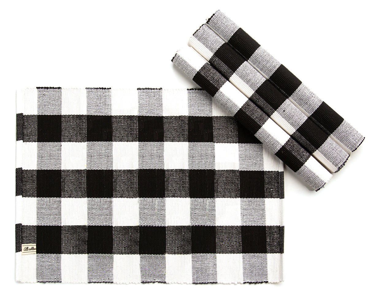 A set of classic plaid placemats perfect for any dining table setting.