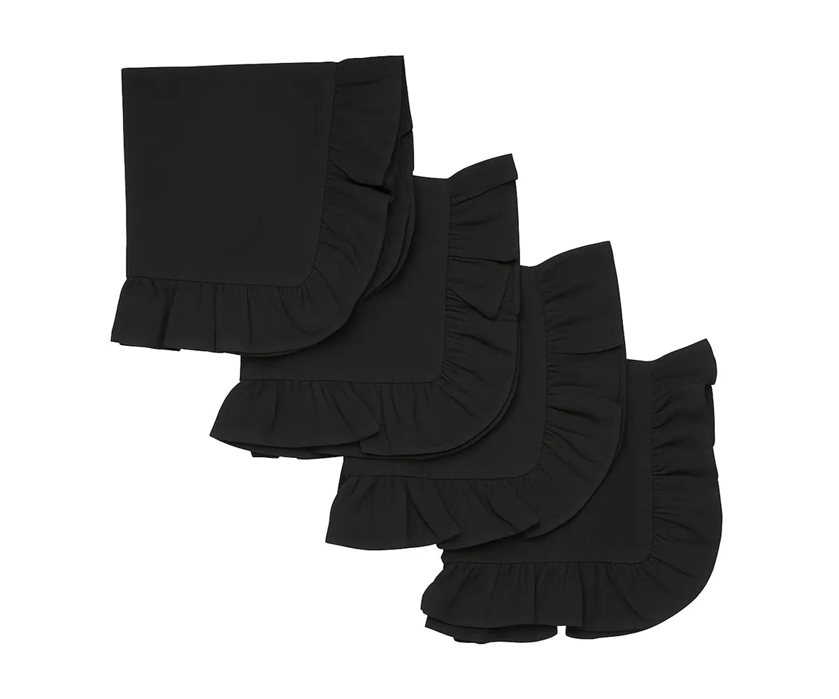cotton napkins with black ruffled edges set of 6 for elegant dining