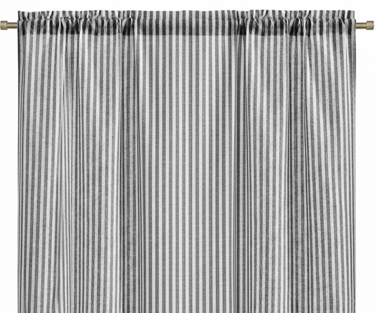 Black café curtains for kitchen windows, 100% linen striped fabric
Short linen kitchen curtains for window privacy