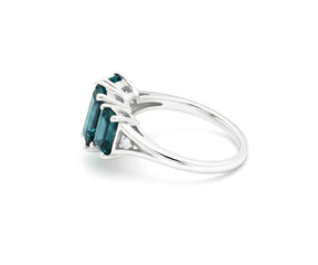 Classic indigolite ring with white zircon stones in luxury design